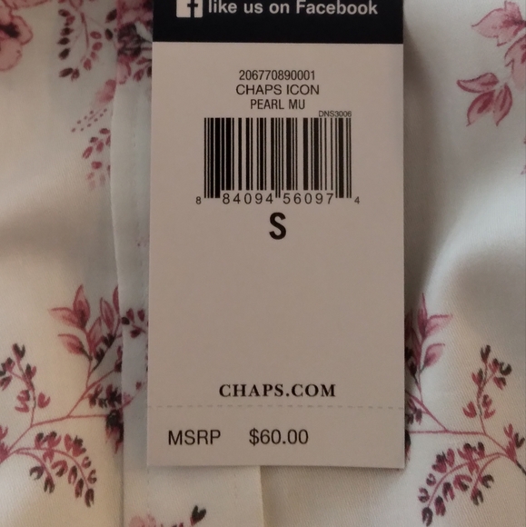 Chaps Women Dress Blouse White Pink Flowers S/P/CH - Picture 6 of 8